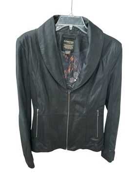 Alpinestars Women's Black Leather Zip Front Jacket Sz L